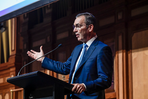 The Hon Premier Steven Marshall speaking on stage at the Premier's Awards Ceremony
